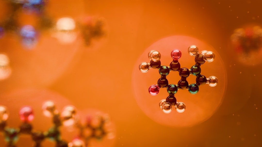 3D illustration of a caffeine molecule with clearly defined atoms and bonds. Scientific visualization for educational, medical, chemical, pharmaceutical or research purposes.